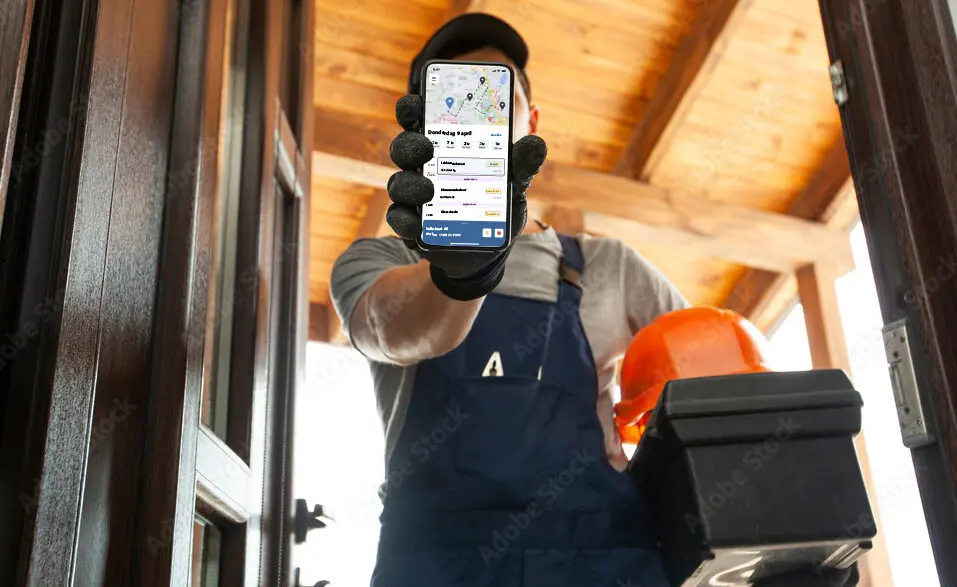 Service aannemer met App van PCA
